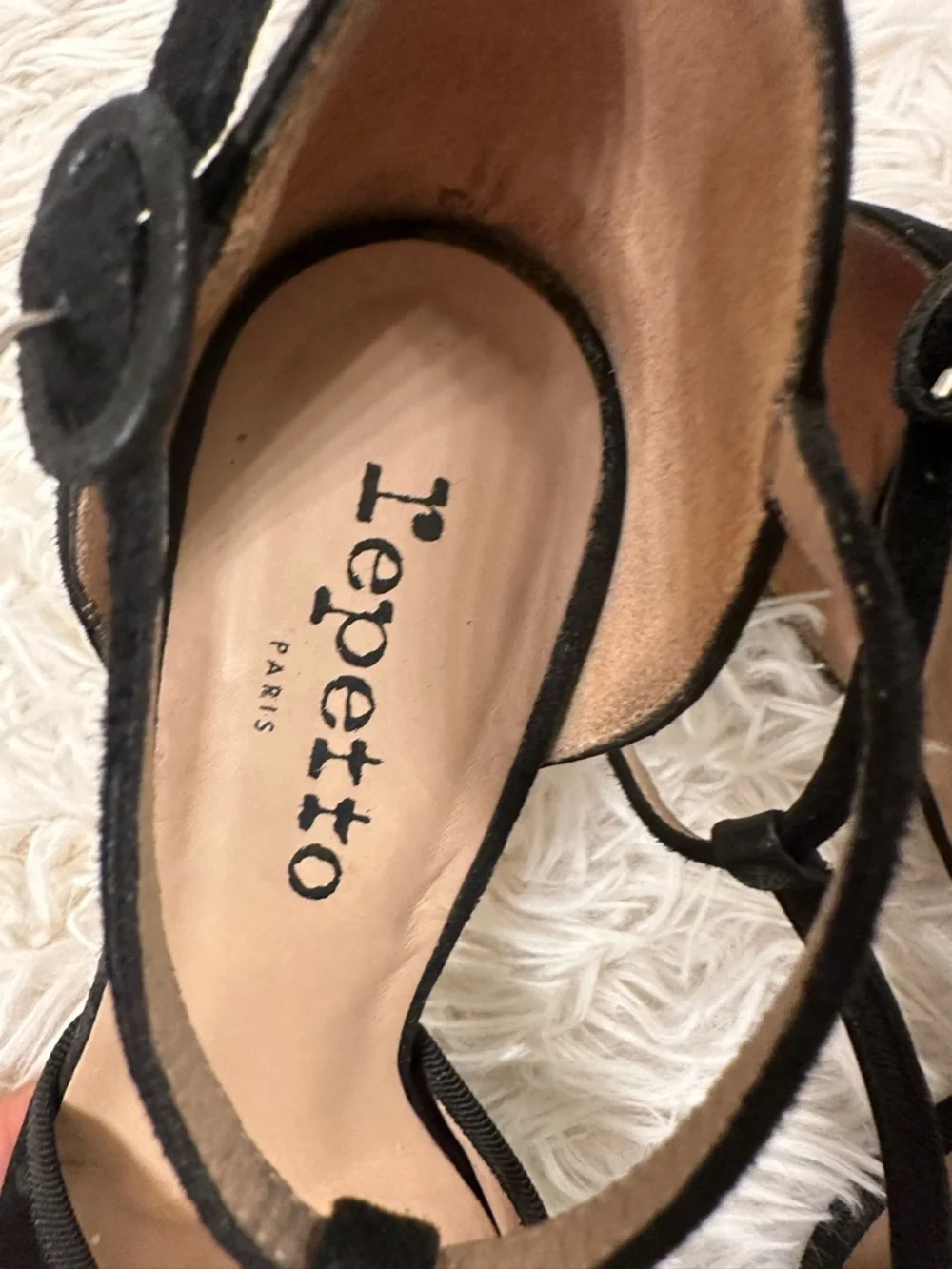 Repetto Baya T-Strap Pumps in black suede size 36